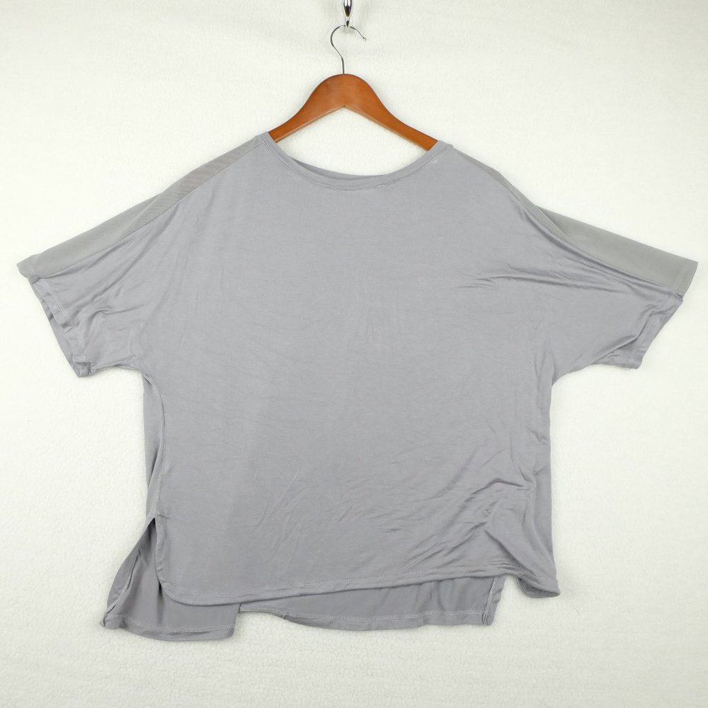 Level Wear Womens Shirt Top Medium Gray Sheer Dolman Lightweight Stretch Viscos